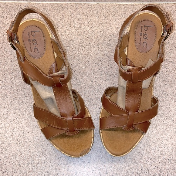 BORN Cork Wedge Sandal -Brown - Picture 1 of 10